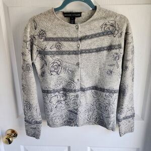 Adrienne Vittadini Angora wool blend short button up cardigan sz medium